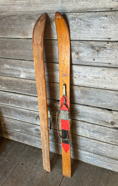 Antique Junior Northland FIS Wooden Downhill Skis