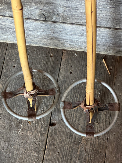 Bamboo Ski Poles with metal baskets