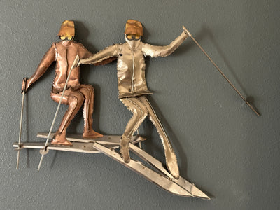 Art Deco Skiers Metal Wall Art