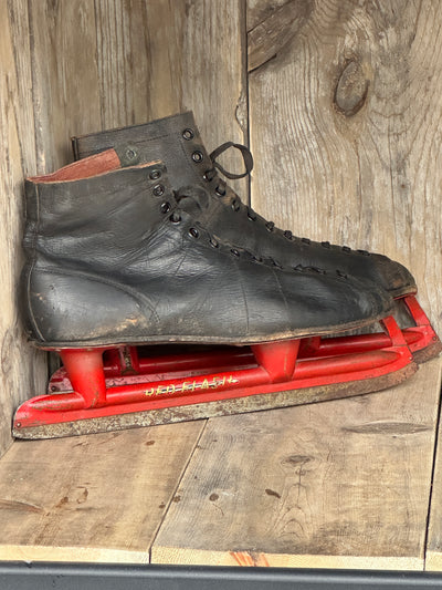 Vintage Red Flame Mens Ice Hockey Skates