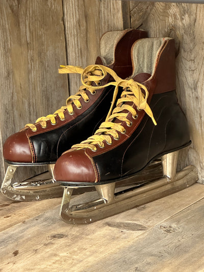 Vintage Silver Arrow Leather Hockey Skates