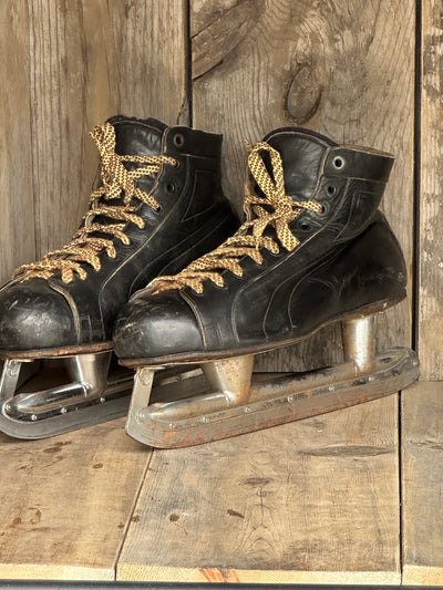 Vintage Black Leather Hockey Skates