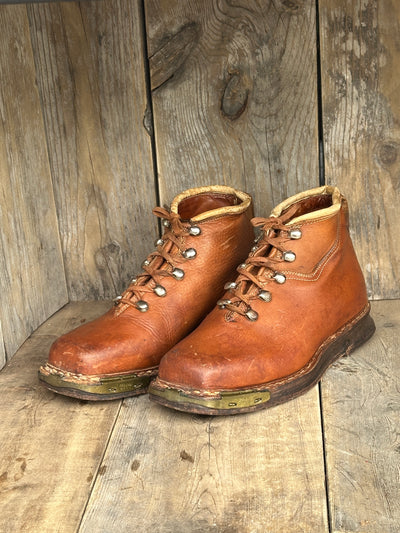 Vintage Brown Leather Ski Boots