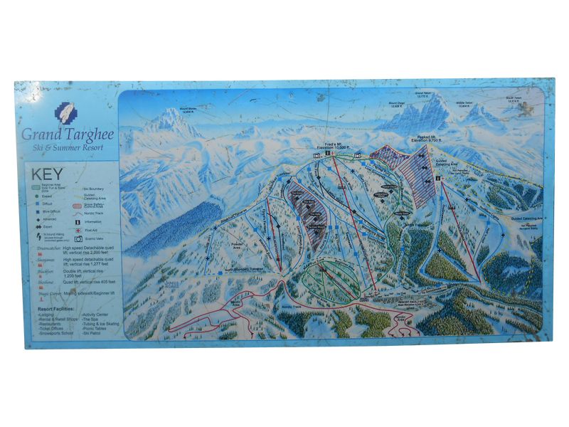 Vintage Grand Targhee Base Area Trail Map Sign - Vintagewinter